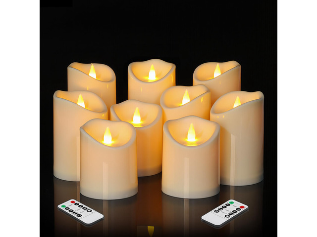 Flameless Candles 9 Pack Plastic LED Ivory Pillars with 2 Remotes & Timer, Battery Operated Outdoor Decor for Garden Patio, Wedding & Home Festival...