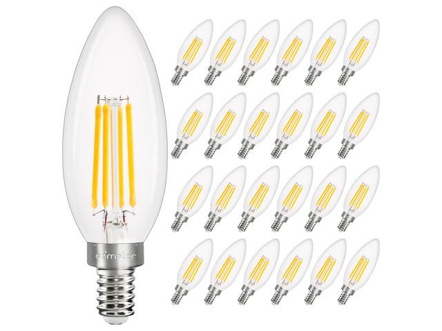 24 Pack E12 Chandelier LED Bulbs 40W Equivalent 3000K Soft White Dimmable Candelabra Type B Light Bulb Small Base for Chandelier, CRI85+ 120V,...