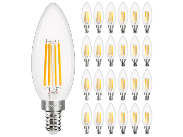 24 Pack E12 LED Light Bulb Dimmable 40W Equivalent 2700K Warm White Candelabra Type B Light Bulb Small Base for Chandelier, CRI85+ 120V, 400LM, 4W...