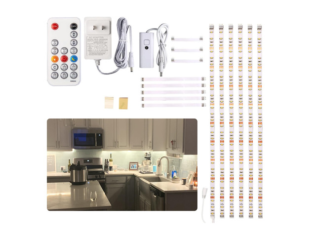 Under Cabinet Lights Kit, 20inch 6PCS LED Strip Bars with RF Remote 4000K Natural White,24W Adapter,1500LM,Hidden Super Bright Daylight for Kitchen...