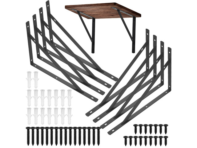 8 Pcs Heavy Duty Shelf Brackets, Floating Metal Shelf Brackets, Metal Wall Mount L Shaped Shelves Support Angle Brackets for Heavy Duty Floating...