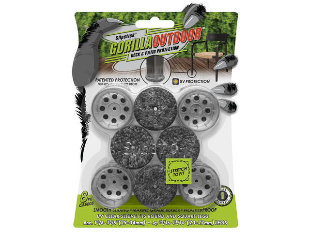 GorillaOutdoor Berber Furniture Feet Pads with Clear Sleeve Sock (8 Pack) Outdoor Furniture Sliders for Round & Square Legs, Medium
