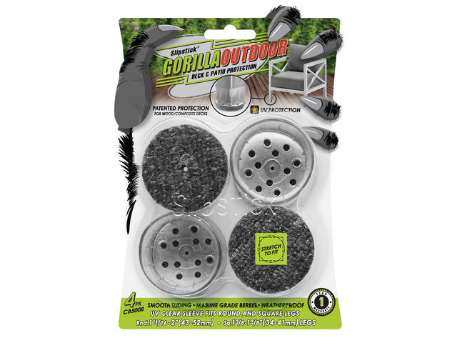 GorillaOutdoor Berber Furniture Feet Pads with Clear Sleeve Sock (4 Pack) Outdoor Furniture Sliders for Round & Square Legs, XL