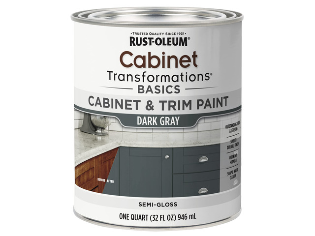 Cabinet Transformations & Trim Paint, Dark Gray, Quart Cabinet paint, Smooth durable finish, Easy-clean coating, Quick dry formula, For cabinets...