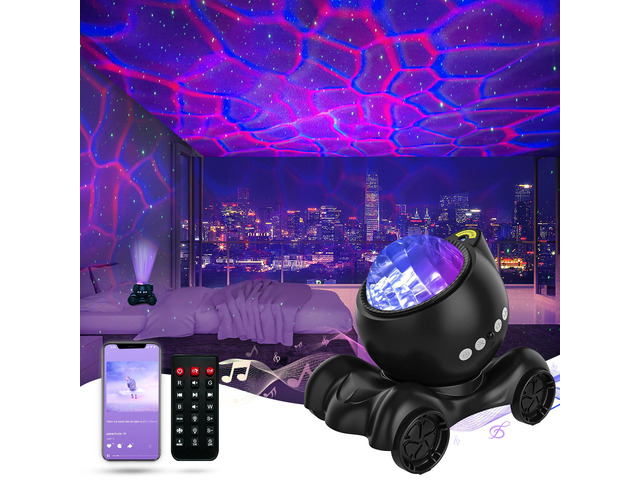 Galaxy Projector Night Light, Star Bluetooth Speaker, Solid Black 33 Dynamic Light Effects, 8 Soothing White Noises, Remote Timer, 360° Adjustable...