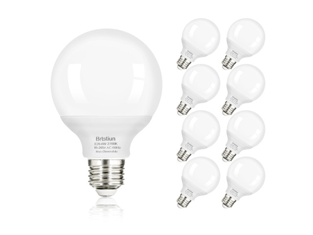 G25 LED Vanity Light Bulbs for Bathroom, Globe Bulb 40W Equivalent 2700K Warm White, E26 Base Round Bulb for Makeup Mirror, 6W LED Replaces 40W...