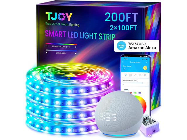 200FT Smart Led Strip Lights for Bedroom Alexa Compatible Wireless RGB Music Sync, RGB Color Changing Lights for Room Decor(APP+Remote+Voice control)