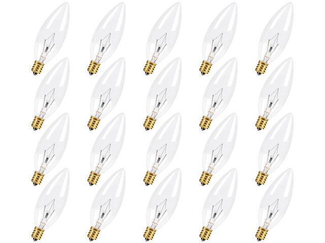 20-Pack E12 Candelabra Light Bulbs 60W, Dimmable Warm White 2700K Chandelier Light Bulbs for Ceiling Fan or Pendants, B10 Clear Candle Bulbs (Gold...