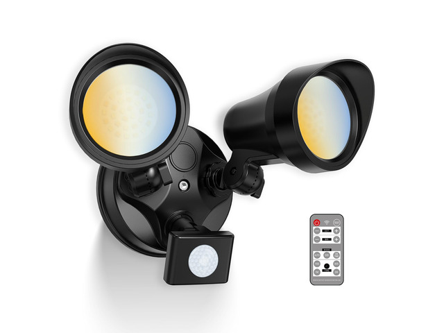 LED Security Lights Motion Sensor, 25W 2000LM Flood Lights Outdoor Motion Sensor with Remote 120V, Dimmable Brightness 3000K-6500K CCT IP65...