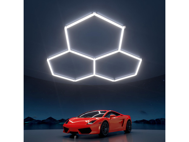 Hexagon Garage Lights 105W 12600LM, 6500K Ultra-Bright Hexagon LED Lights for Garage, 3 Grid Systems Honeycomb Hex Light for Workshop, Basement,...