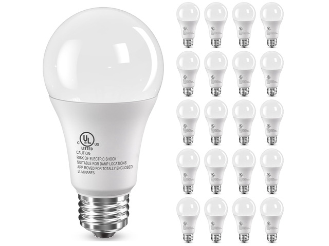LED Light Bulbs, 100 Watt Equivalent A19, Daylight Bright White 5000K 20 Pack 15W Bright White Energy Saving, E26 Standard Base, 1500 Lumens Non...