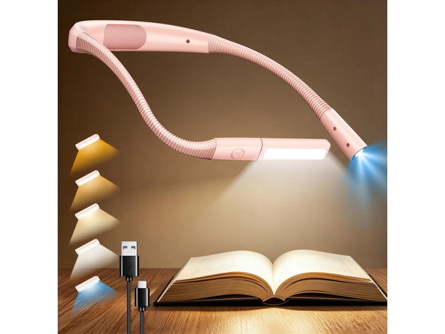 Bendable Neck Light, 100 Hours Reading Light for Book Lover Gifts Hands-Free, Knitting, Crafting, Repairing, 5-Color, Stepless Dimming, Ergonomic,...