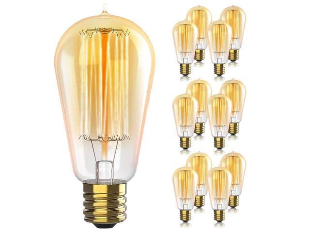 Vintage Incandescent Edison Light Bulbs, 60W, E26/E27 Base, 2100K Dimmable Decorative Lights, ST58 Style Warm Glow, Antique Squirrel Filament for...