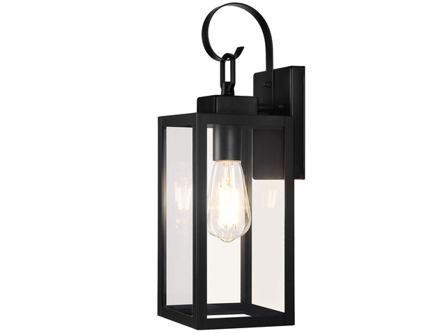 16.5' Large Outdoor Wall Light Fixture, Modern Porch Sconce, Black Waterproof, Rust-Resistant, Durable Metal with Clear Glass, Standard E26 Socket,...