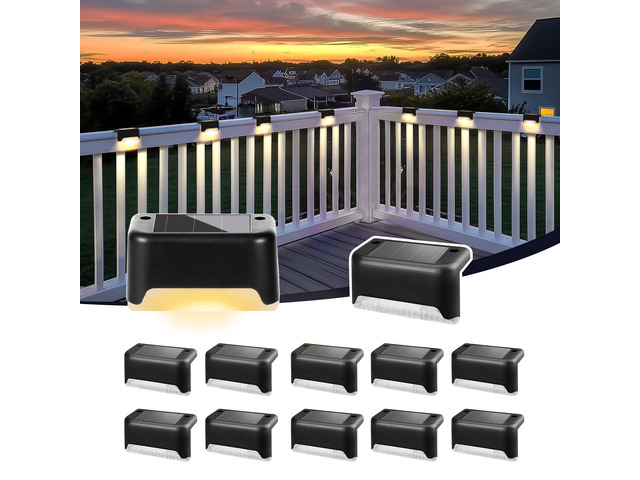 Solar Deck Lights Outdoor Waterproof LED 12 Pack, Warm White Waterproof LED for Outdoor Stairs, Step, Fence, Yard, Patio, deck and Pathway