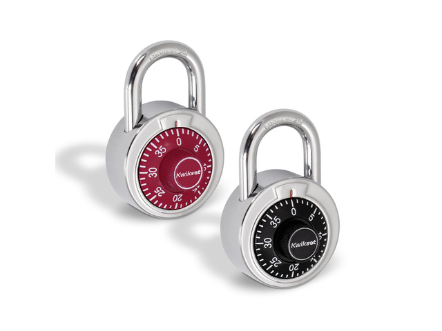 3-Digit Combination Dial Padlock, School Gym Locker Lock, 2 in Body, 2 Pack, Black, Red