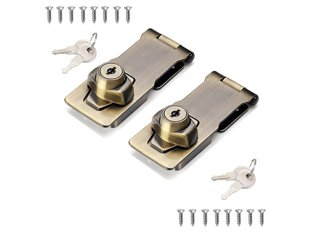 2 Packs Keyed Hasp Locks Twist Knob Keyed Locking Hasp for Small Doors, Cabinets and More,Stainless Steel Steel, Hasp Lock Catch Latch Safety Lock...