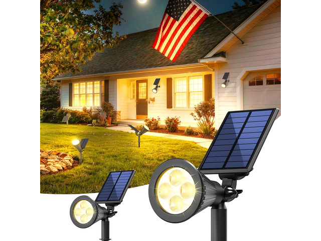 2 Pack Solar Spot Lights Outdoor Waterproof with Focus Beam Solar SpotLights for Flag Tree, 2 Lighting Modes, Solar Landscape Lights for Yard...