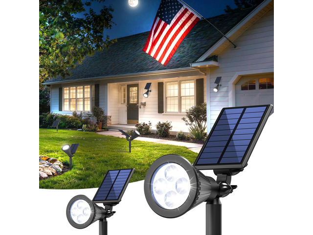 2 Pack Solar Spot Lights Outdoor Waterproof with Focus Beam Solar SpotLights for Flag Tree, 2 Lighting Modes, Solar Landscape Lights for Yard...