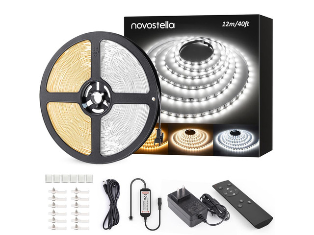 40ft Tunable White LED Strip Light Dimmable 3000K-6500K 24V Remote Control Warm White Daylight Flexible Tape Light for Christmas Living Room...