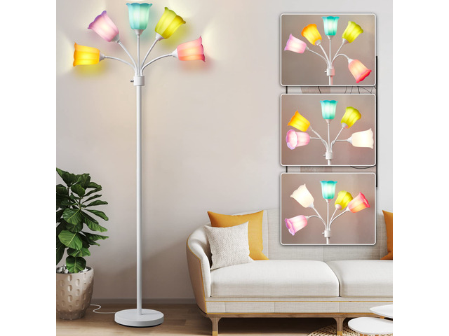 Medusa LED Floor Lamp, Multi Head Modern Tall Lamp with Adjustable Gooseneck Standing Lamps for Living Room Bedroom Kids Room Office 6 Color...