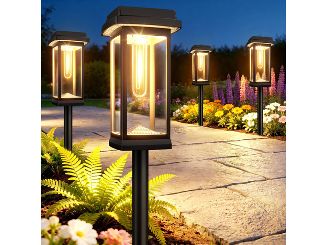 Solar Pathway Lights Outdoor, 4 Pack Upgraded Solar Garden Lights Solar Powered, Solar Lights Outdoor Waterproof IP65, 15 Hours Outdoor Solar...
