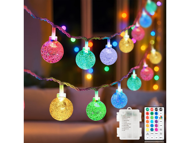 16.4ft 50LED Battery Operated Fairy Light with Remote Color Changing Outdoor String Lights Waterproof Indoor Outdoor Hanging Globe Decorative...