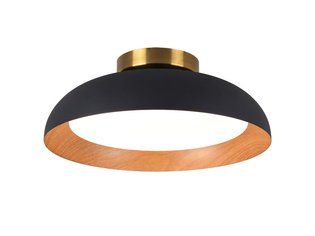 Flush Mount Ceiling Light, Black with Wood-Grain Finish,12.5' ETL-Listed,selectable 2700/3000/4000/5000/6000K,matte black finish with wood...