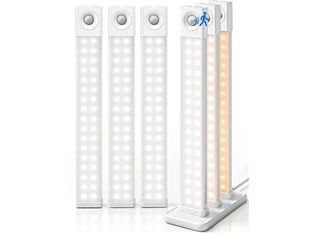 6 Pack LED Under Cabinet Lights Wireless with Charging Station, 11.8'' Motion Sensor Light Indoor, 1100mAh Rechargeable, 3 Color Temperatures,...