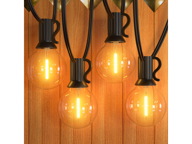 Outdoor String Lights - 30FT Waterproof Patio Lights with 15+1 Dimmable Globe Bulbs 2700k Shatterproof for Backyard Gazebo Porch Garden