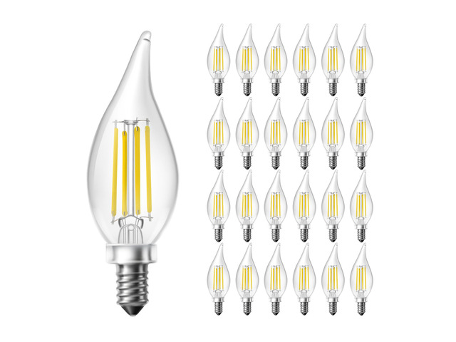 Chandelier Light Bulbs, Candelabra Light Bulbs 40 Watt Equivalent E12 LED Bulb Dimmable, 5000K Daylight White, 4.5W 400LM, Flame Tip Vintage Candle...