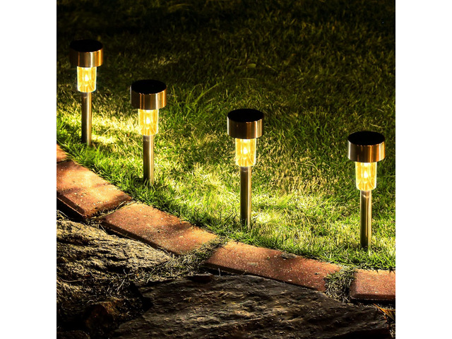 16 Pack Solar Lights Outdoor Waterproof, Stainless Steel Solar Pathway Lights, Solar Garden Lights for Patio, Lawn, Yard and Landscape LED (Warm...