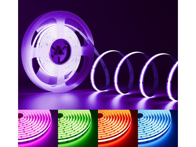 RGB COB LED Strip Light 32.8ft/10m,UL Listed 24V Color Changing Light Strips with 840LEDs/m Multicolor Flexible Tape Lights for...