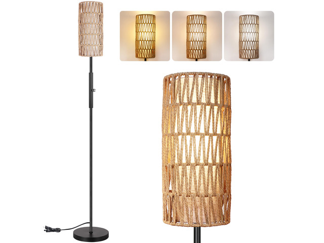Boho Floor Lamp for Living Room with 3 Color Temperatures LED Bulb, Standing Lamp Tall Lamp Reading for Bedroom, Office, Kids Room (9W LED Bulb,...