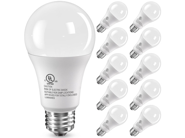 LED Light Bulbs, 100 Watt Equivalent A19, Daylight Bright White 5000K 10 Pack 15W Bright White Energy Saving, E26 Standard Base, 1500 Lumens Non...