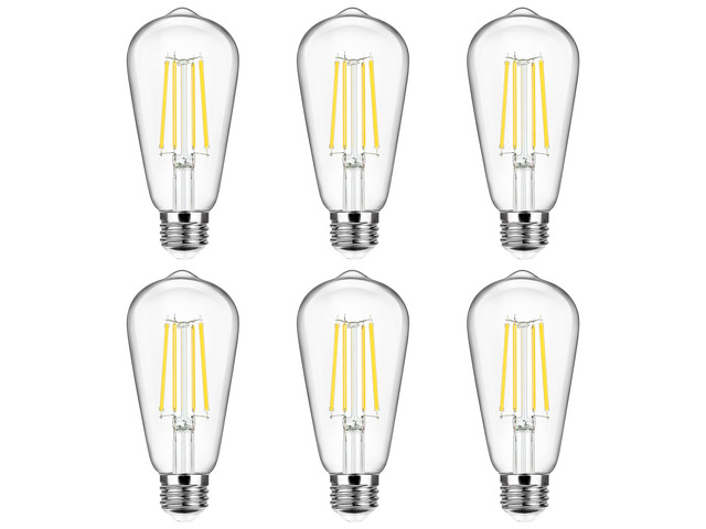 6-Pack Vintage LED Edsion Bulbs 100W Equivalent, E26 Base Bulb 8W 5000K Non-dimmable, 1400LM High Brightness, LED Filament, High CRI, Medium Base,...