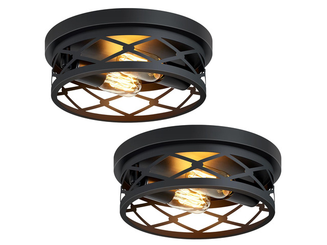 Flush Mount Ceiling Light Fixture for Hallway,2-Light Black Hallway Light Fixtures Ceiling,Light Fixtures Ceiling Mount for Kitchen,Farmhouse,Hall...