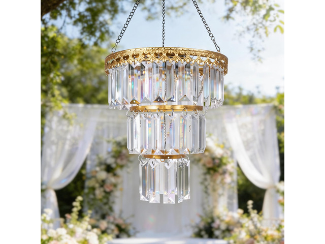 Solar Hanging Crystal Chandelier Vintage Outdoor Garden Decor Light Waterproof metal frame with warm white LED and powerful battery elegant...