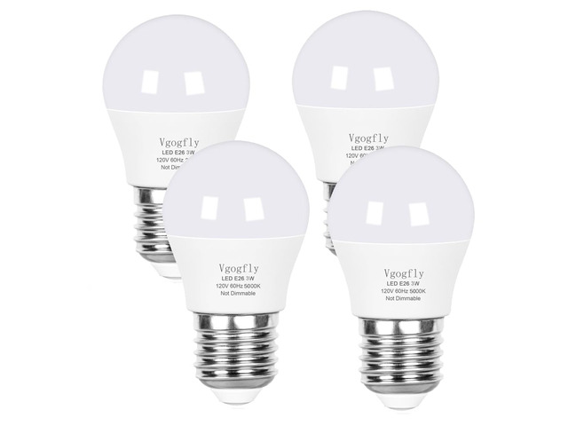 3W LED Bulb Equivalent 25 Watt Light Bulbs, A15 Daylight 5000K Energy Saving Low Watt E26 Base Bulb for Home Bedroom(4-Pack)