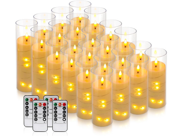 24 Pack Christmas Decoration Flickering Flameless Candles,Battery Operated Candles,LED String Lights LED Candles for New Year, Home Decor,...