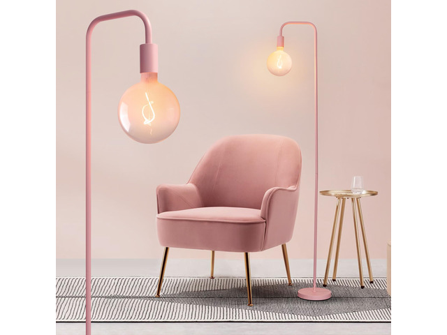 Pink Floor Lamp for Bedroom, Cute Standing Lamp with LED Bulb, Translucent Pink Globe Glass 2700k Warm Lighting. Globe Floor Lamp for Livingroom,...