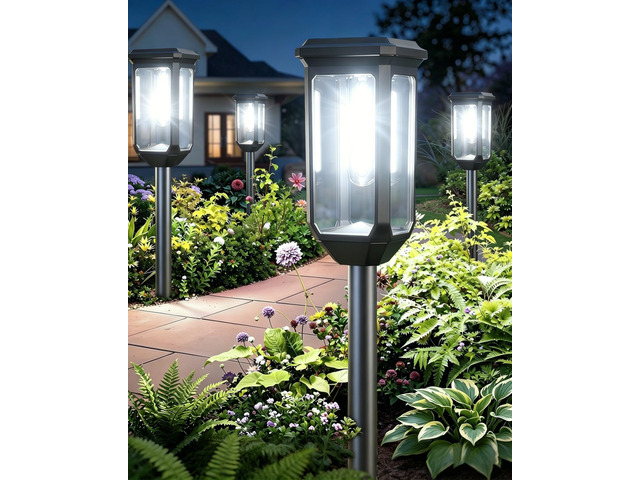 Solar Pathway Lights Outdoor 4 Pack, Bright Solar Garden Lights IP65 Waterproof Shatterproof, Auto On/Off Landscape Lighting for Yard Lawn Patio...