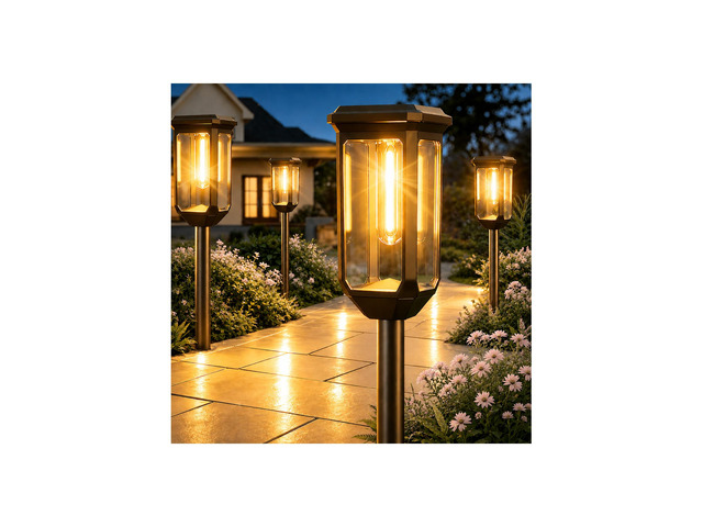 Solar Pathway Lights Outdoor 4 Pack, Bright Solar Garden Lights IP65 Waterproof Shatterproof, Auto On/Off Landscape Lighting for Yard Lawn Patio...