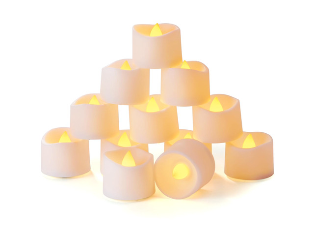 12-Pack Battery Tea Lights with Timer Built in, Auto-On 6H Daily Flickering Flameless LED Tealight Votive Candles for Candle Holders, Pumpkins,...