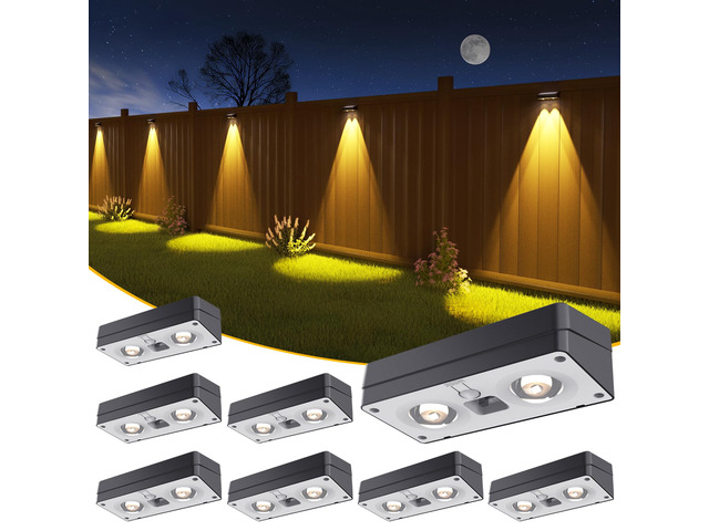 Solar Fence Lights 8 Pack, 50 Lumens Outdoor Fence Solar Lights with 12 Modes RGB Color Glow LED Solar Lights Outdoor Waterproof, Solar Lights for...
