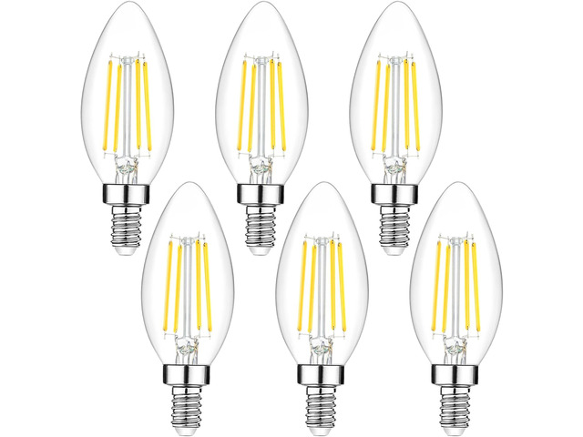 6-Pack Dimmable E12 LED Candelabra Bulbs 40Watt Equivalent, 5000K Daylight White, 450Lumens, 4W B11 Vintage Chandelier Light Bulbs, LED Filament...