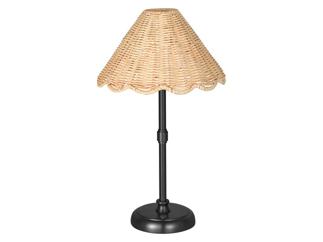 Cordless Boho Rattan Table Lamp Black, 5200-mAh Rechargeable Battery, 3-Level Brightness Dimmable, Build-in Integrated LED 320 Lumen Max, Rattan...