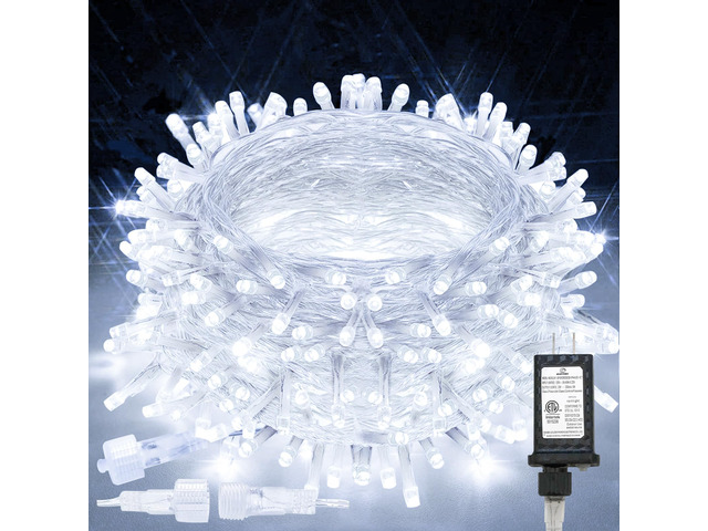 66ft 200 LED White String Lights with Timer, 12 Modes Christmas Fairy Lights Plug in, Connectable Indoor/Outdoor White Twinkle Lights for Xmas...