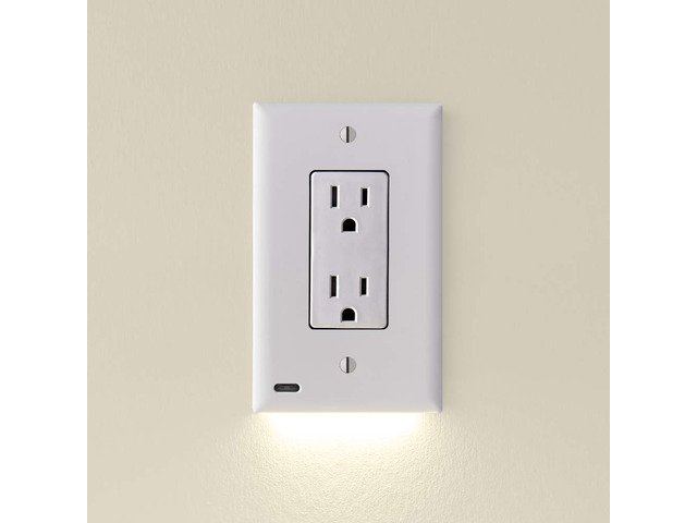 2 Pack - GuideLight [for Standard Decor, Not GFCI outlets] - Night Light - Electrical Outlet Wall Plate with LED Night Lights - Automatic On/Off...