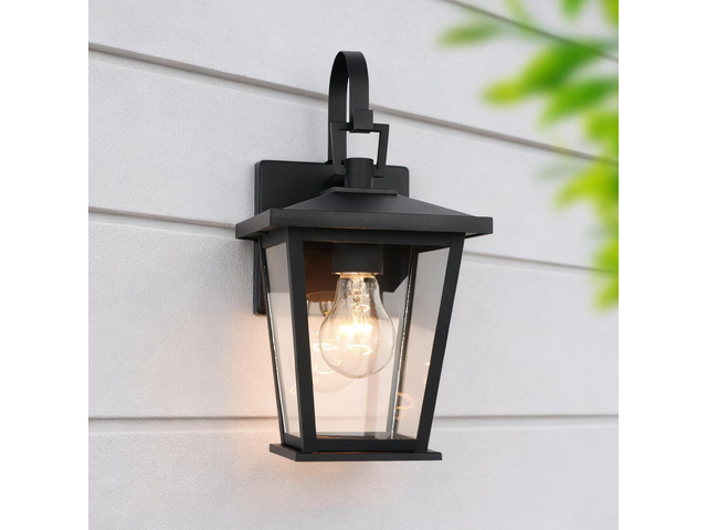 Outdoor Light Fixtures Wall Mount, Waterproof Exterior Wall Lanterns with Glass, Matte Black, Outside Wall Sconces, Front Porch Lighting for House...